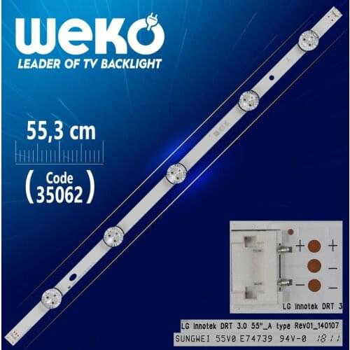 HL-2A480A28-0601R-02 A2 - 8D2A-480A-280600 - RIGHT - 55.3 CM 6 LED- (WK-828) 35240 IN-KIND