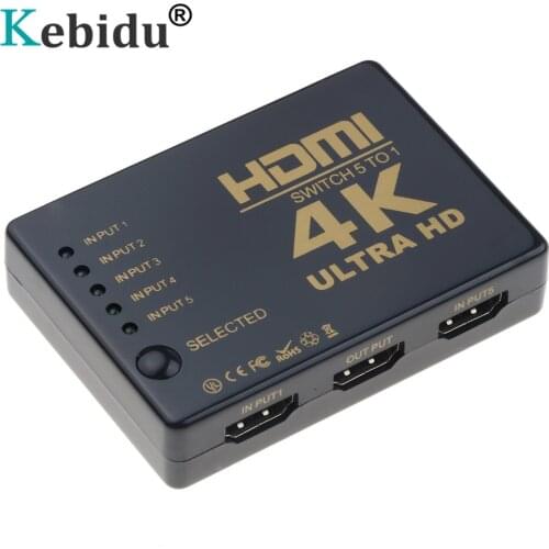 Kebidu 5 Port 4K*2K 1080P HDMI-compatible Switcher Selector 5x1 Splitter Box Ultra HD for HDTV Xbox PS3 PS4 Multimedia HOT sale