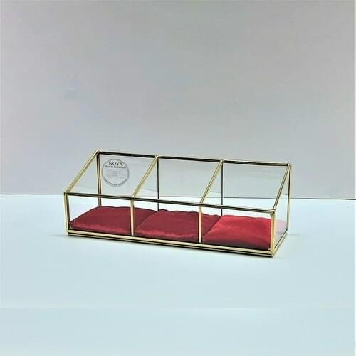 Noya Box & Terrarium 3bölmeli Makeup Organizer (Red Padded)