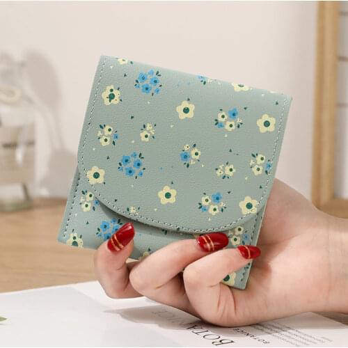 Small Floral Summer Fresh Multi-Color Flower Students Cards Wallet Fashion Simple Multi-Card Mini Ultra-thin Buckle Cards Cases