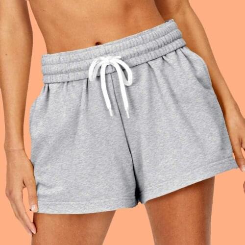 Hot Sales Summer Women Short Pants Drawstring Solid Color High Waist Loose Shorts for Sports