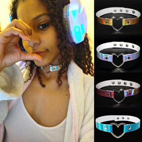 Trendy 2020 Laser Heart-Shaped Collar Necklace Choker Luminous Necklace Neckband Clavicle Necklace Necklace