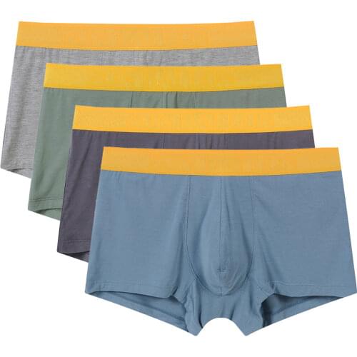 Mens Boxer Shorts 4pcs/lot Bamboo Underpants Soft Boxer Men Breathable Solid Underwear Flexible Boxershorts Underpants