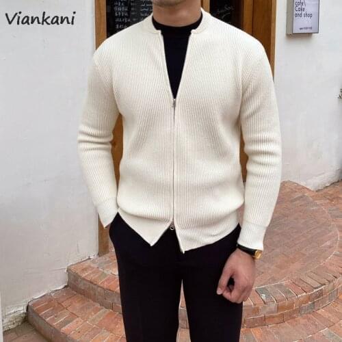 Mans Sweater Autumn O-neck Versatile Solid color Jacket Long Sleeve Sweater Korean Knitted Cardigan Coat For Men