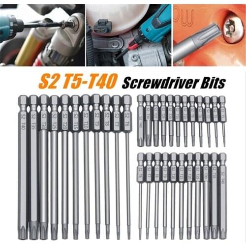 12Pcs Screwdriver Drill Bit Set Security Tamper Proof Screwdriver Drill Bit Screw Driver Bits Hex Torx Flat Head 50/75/100mm