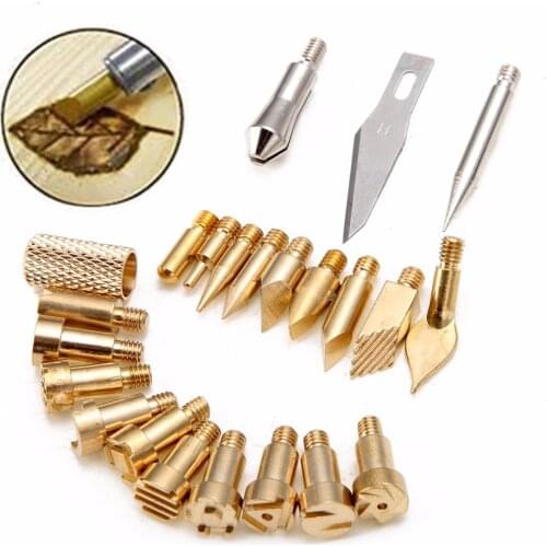22pcs/set 30W Wood Burning Pen Tips 3.7mm Stencil Soldering Iron Tip Set For Pyrography Woodworking Carving Tool