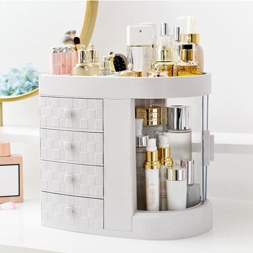 Desktop Large Capacity Lipstick Perfume Emulsion Makeup Holder Rotatable Storage Box Dustproof Case Home storage organizer boxs