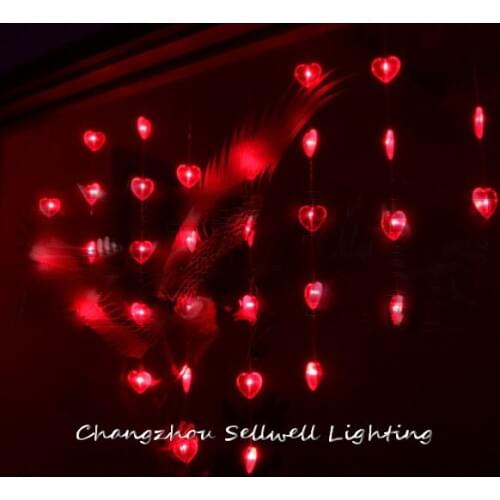 Great!holiday Lighting Showcase Crystal Curtain Decoration 0.95*1.2m Red Heart Bead Curtain Lamp H062(6)