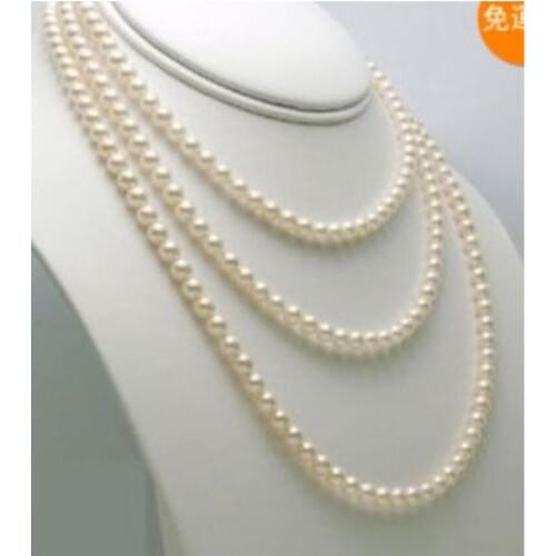 7-8mm 60" long Genuine white freshwater pearl necklace