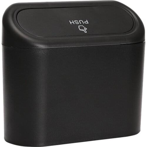 Car Hanging Trash Bin Vehicle Garbage Dust Case Storage Box Black Abs Pressing Type Trash Can Auto Interior Accessories