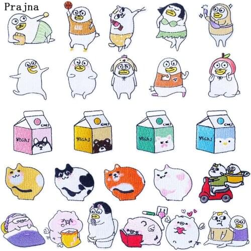 Prajna Cartoon Animal Cute Patch Ironing Embroidery Patches For Clothes Cute Anime Duck Patch Applique DIY Badge Accessory Decor