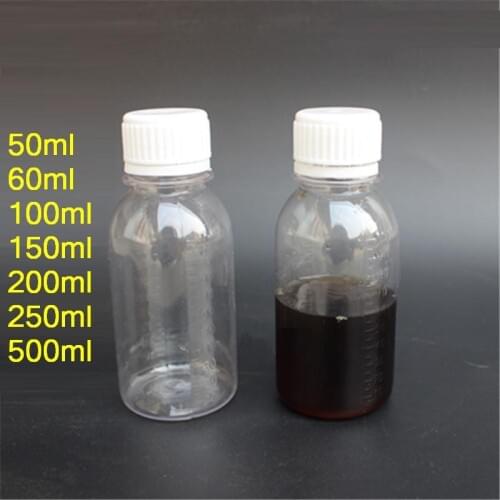 Free shipping 150/200/250/500ml Anti-theft cover transparent PET plastic bottle wholesale sample bottle liquid subpackage bottle
