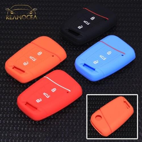 Reamocea New Replacement Remote Silicone Fob Key Case Cover Shell Skin Holder Fit For VW Passat B8 Skoda Superb A7 2016 2017