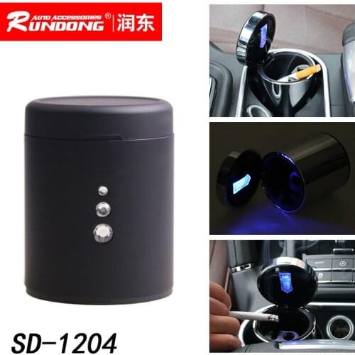 Shunwei with LED lights car ashtray set with diamond black silver plated two-color sd-1204