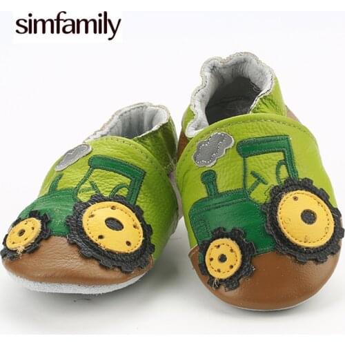 [simfamily]Skid-Proof First Walkers Genuine Leather Baby Boys Girls Infant Shoes Slippers 0-6 6-12 12-18 18-24 Carton Baby Shoes