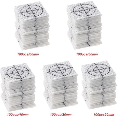 100 Pcs Reflector Sheet Reflective Tape Target Total Station 20/30/40/50/60mm #0616