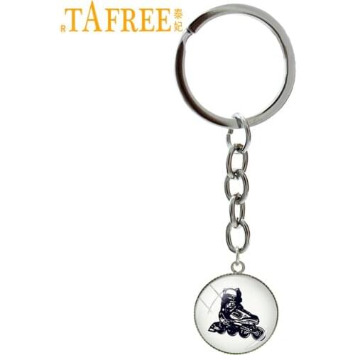 TAFREE Trendy street roller sports Rollerblades key chains holder vintage Roller Skate keychain cool skating boys jewelry B1310
