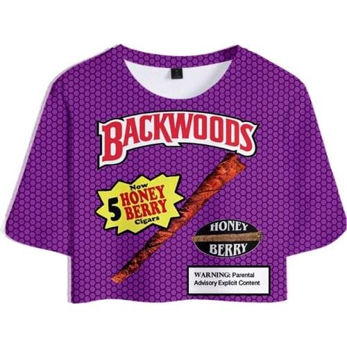 Funny Foods Backwoods Honey Berry Crop top Summer Short Sleeve T-shirt Sexy Women Navel T Shirt Fashion Harajuku Women Clothes