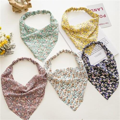 Women Girls Bohemian Style Printted Triangle Bandana Hair Scarf Headband Lady Ribbon Beach Hair Ties Headwear Hair Accessories