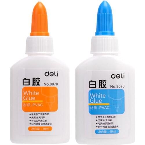 1PCS Deli 9070 40ml Student white glue PVAC quick-drying water Washable GLUE Formaldehyde free children safe handcraft glue