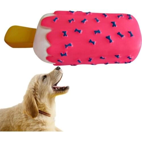 1pcs Pet Dog Toy Chew Squeaky Rubber Pink Popsicle Shaped Toys For Cat Puppy Baby Dogs Interactive Ice Cream Bite Molar Toy