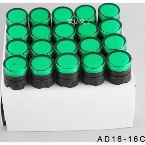 16mm Indicator light Gree Led Indicator lamp 220v 12v 24V 220v 380v switch power Light Signal Lamp Control Light AD16-16C