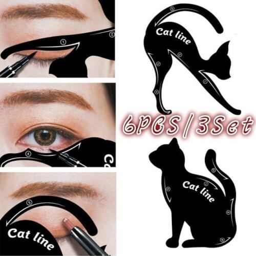 3Set Cat Line Stencils Pro Eye Makeup Tool Eyeliner Stencils Template Shaper Model Eyebrows Eyeshadow Wholesale