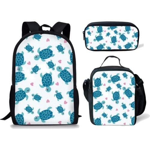 Sea Turtle Print 3pcs School Bags Set For Kids School Backpack Children Primary Bag Boys Girls Book Bag Student Mochila Infantil