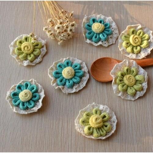 3 Pieces/lot 5.5cm Craft Handmade Cotton Venise Floral Lace Applique Trim Decorated Flower Lace Neckline Sewing Dress Decor