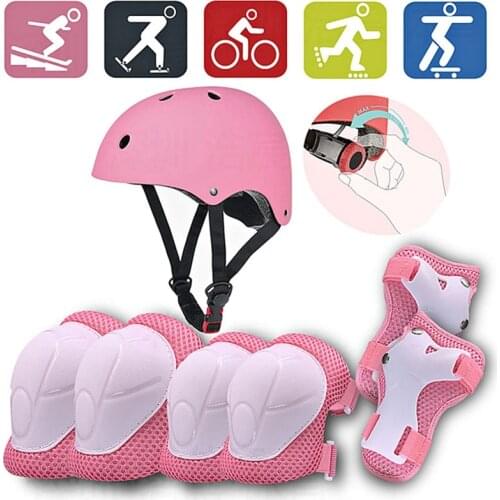 7pcs/set Skating Protective Gear Elbow Knee Pads Helmet Skateboard Ice Skating Roller Knee Protector Sports Safe