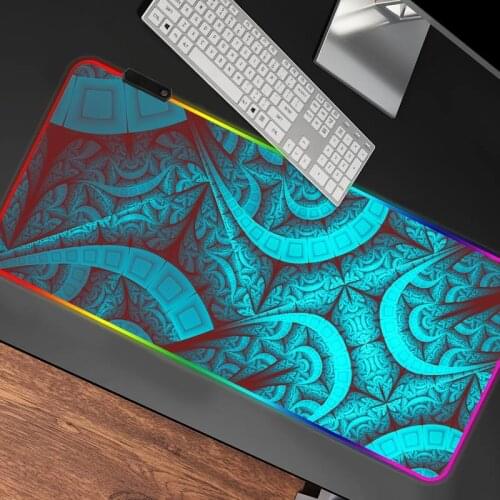 Abstract Fractal Laptop RGB gaming mouse pad large XXL size mouse carpet large keyboard pad computer mouse pad with backlight