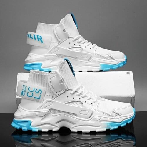 Large Size High Top Anti-slip Sneakers Socks Men White Running Shoes Men Sports Shoes for Boys Sneakers Sport Knit Tennis A-983