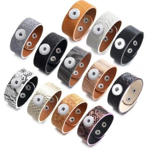 Hot Sale 18mm Snap Bracelet Multilayer Leather Bracelet Bangles Wristband Bracelet Snap Button Jewelry Fit 18mm Snap Buttons