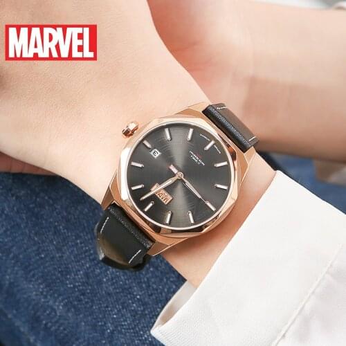 Disney OFFICIAL AUTHORIZED Marvel Avengers WOMen Luxury Sapphire Full Steel Automatic Self-wind Waterproof Wristwatch Leather