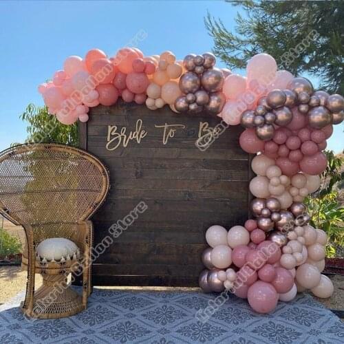 Wedding Birthday Party Decor Retro Pink Double Apricot Latex Balloon Garland Arch Holiday Event Backgound Baby Shower Decor