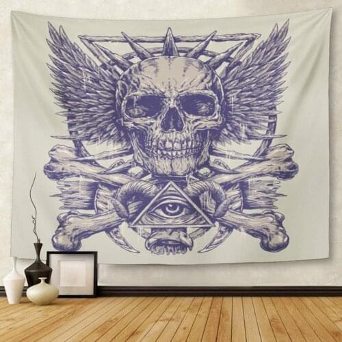 Demon Heavy Metal Inspired Skull Eye Death Ink Rock Tapestry Wall Hanging for Living Room Bedroom Dorm 50x60 inches