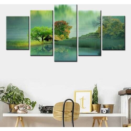 5pcs Diamond Painting Riverside Landscape Full Square Round Diamond Pattern Embroidery Cross Stitch 5D Rhinestone A920