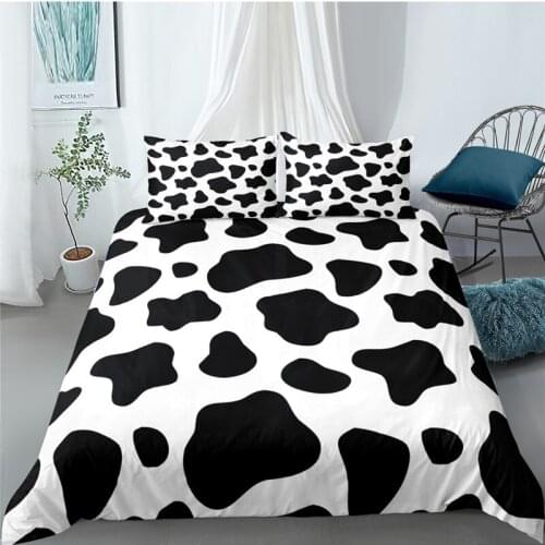 Bedding Set Luxury 3D Cow Texture Print 2/3Pcs Comfortable Kids Teens Duvet Cover Pillowcase Home Textile Single/Queen/King Size