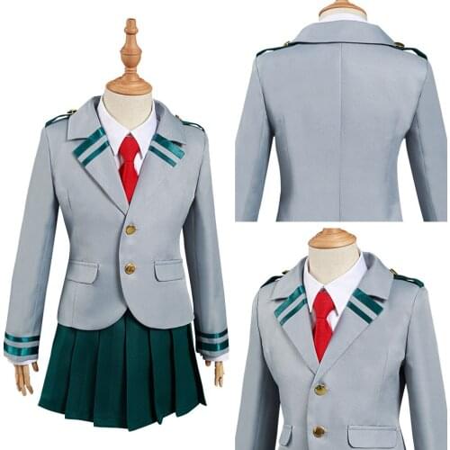 Boku no My Hero Academia Ochaco Uraraka Asui Tsuyu Cosplay Costume Kids Children School Uniform Skirt Outfits Clothing