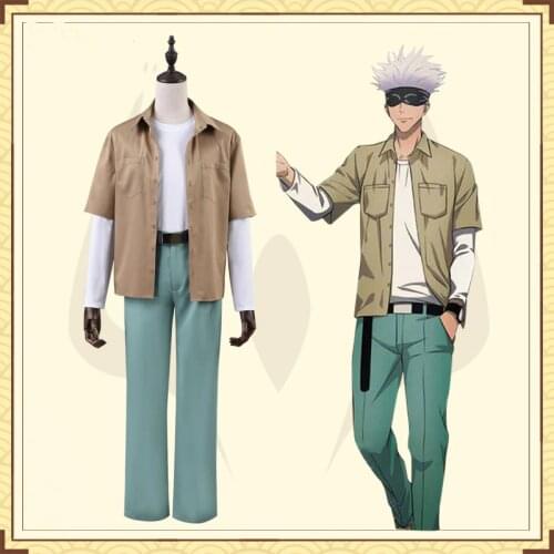 Anime Jujutsu Kaisen Cosplay Costume Gojo Satoru Daily ED Uniform Suit Halloween Costumes for Man Cos Outfits Clothes T-shirt