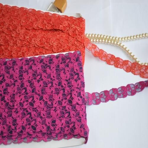 2CM Width (15yards/lot)Embroide 2kinds of golden line Hight quality lace fabrics embroidered lace trim041008
