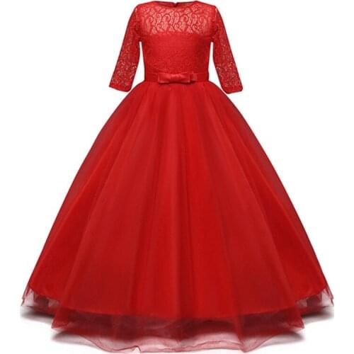 6-14 Years Lace Flower Girl Dress for Girls Wedding Ceremony Embroidery Kids Dresses for Girls First Holy Communion Ball Gown