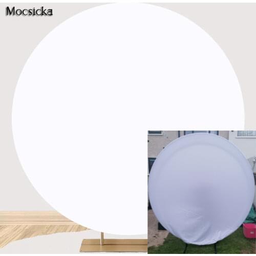 Mocsicka White Round Circle Backdrop Cover Wedding Baby Shower Birthday Party Decoration Custom Elastic Photo Background Banner