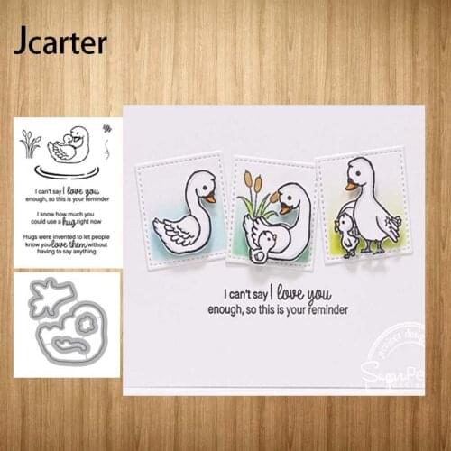 New Design Swan Ducks Letters Metal Cutting Dies and Clear Stamps Craft Stencil for Scrapbooking Album Paper Make Template Decor