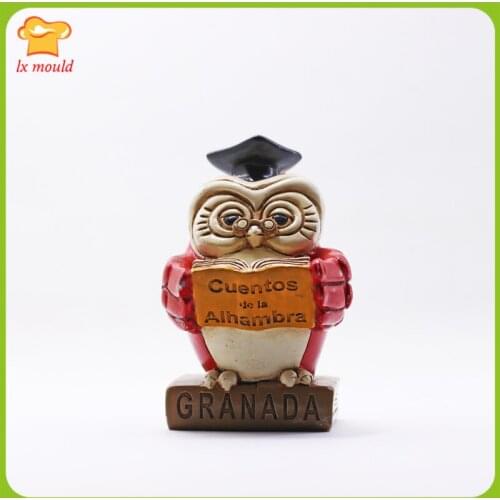 New Teacher Owl Silicone Mold Mould Chocolate Polymer Clay Soap Candle Wax Resin Graduation