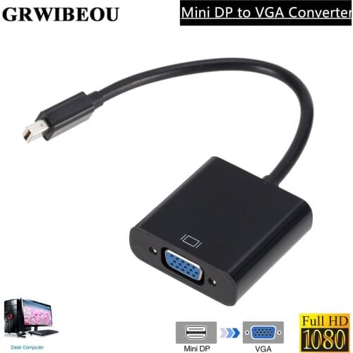 Grwibeou MINI DP to VGA Converter Cables 1080P Thunderbolt MINI Display Port to VGA Converter Mini DP to VGA Converter Adapter