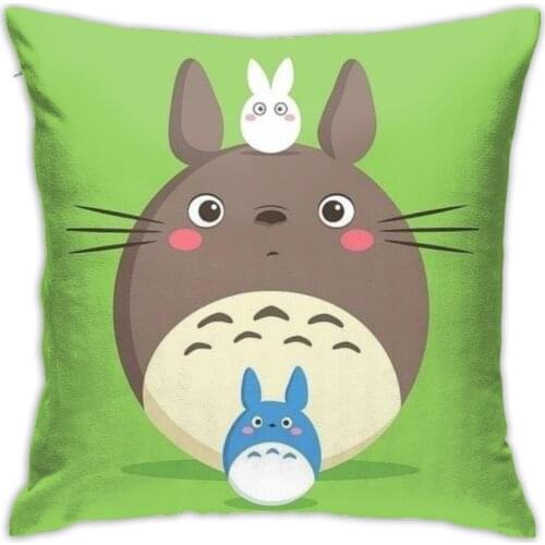 45x45cm Totoro Plush Soft Print Home Decro Pillow Cover Anime Totoro Plush Cushion Pillow For Car Chair Outdoor Cushion Covers