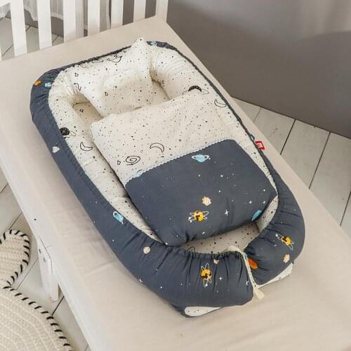 Hot Baby Portable Bassinet Baby Foldable Bionic Bed Baby Lounger Baby Cotton Nest With Quilt Cartoon Baby Bedding Set 16 Colors
