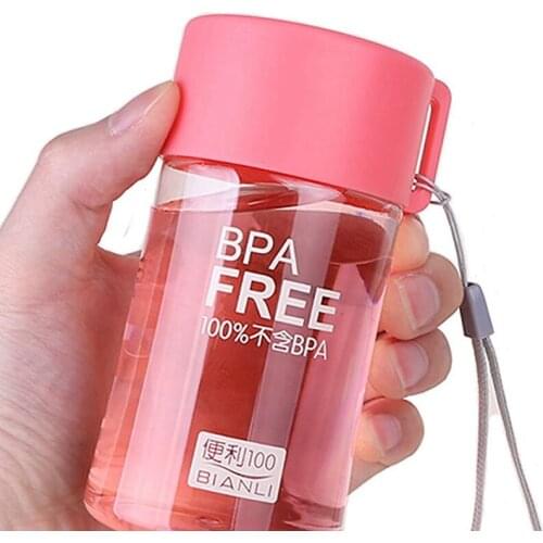 150ML Simple Sport Leakproof Mini Childrens Water Bottle Plastic Student Adults Water Bottle Portable Small Water Cup with Rope