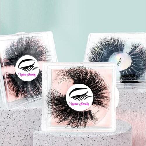 YioWio Logo Printing Fluffy 8D 25MM Long Mink Eyelashes Maquiagem Cilios Ciglia Finte Mink Lashes Bulk Wholesale